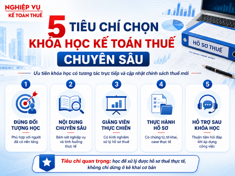 Tiêu chí chọn khóa học kế toán thuế chuyên sâu cho kế toán đang đi làm
